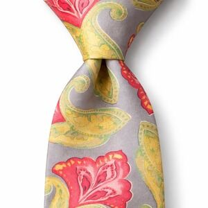 Ermenegildo Zegna Paisley Neck Tie Beige 100% Silk 3.75" x 56" Italy Luxury